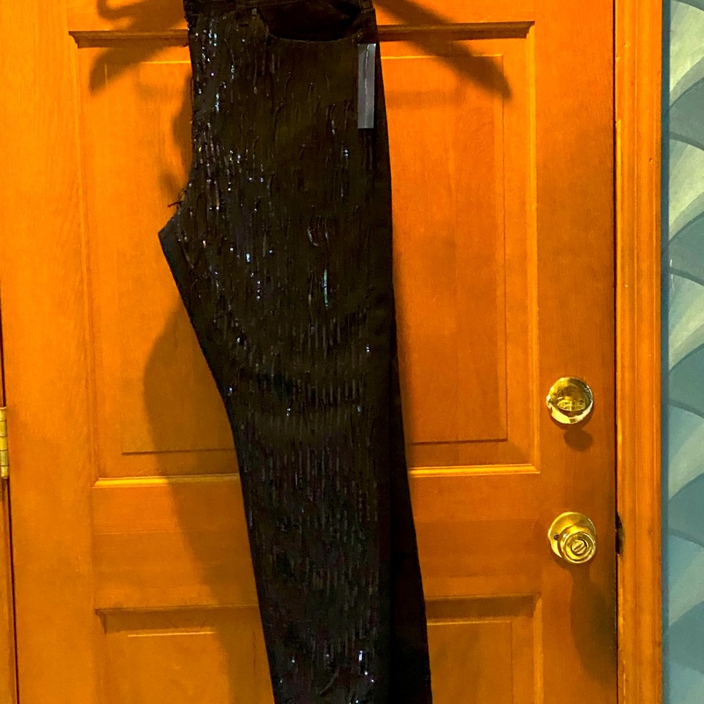 Fringe Sequin Jeans black size 12
